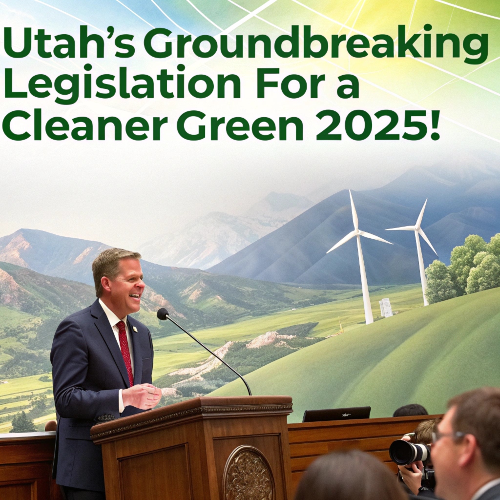 Utah Approves Groundbreaking Legislation for a Cleaner Green 2025 A Historic Bill Takes Shape During a Public Address by Governor's Desk in Salt Lake City on January First